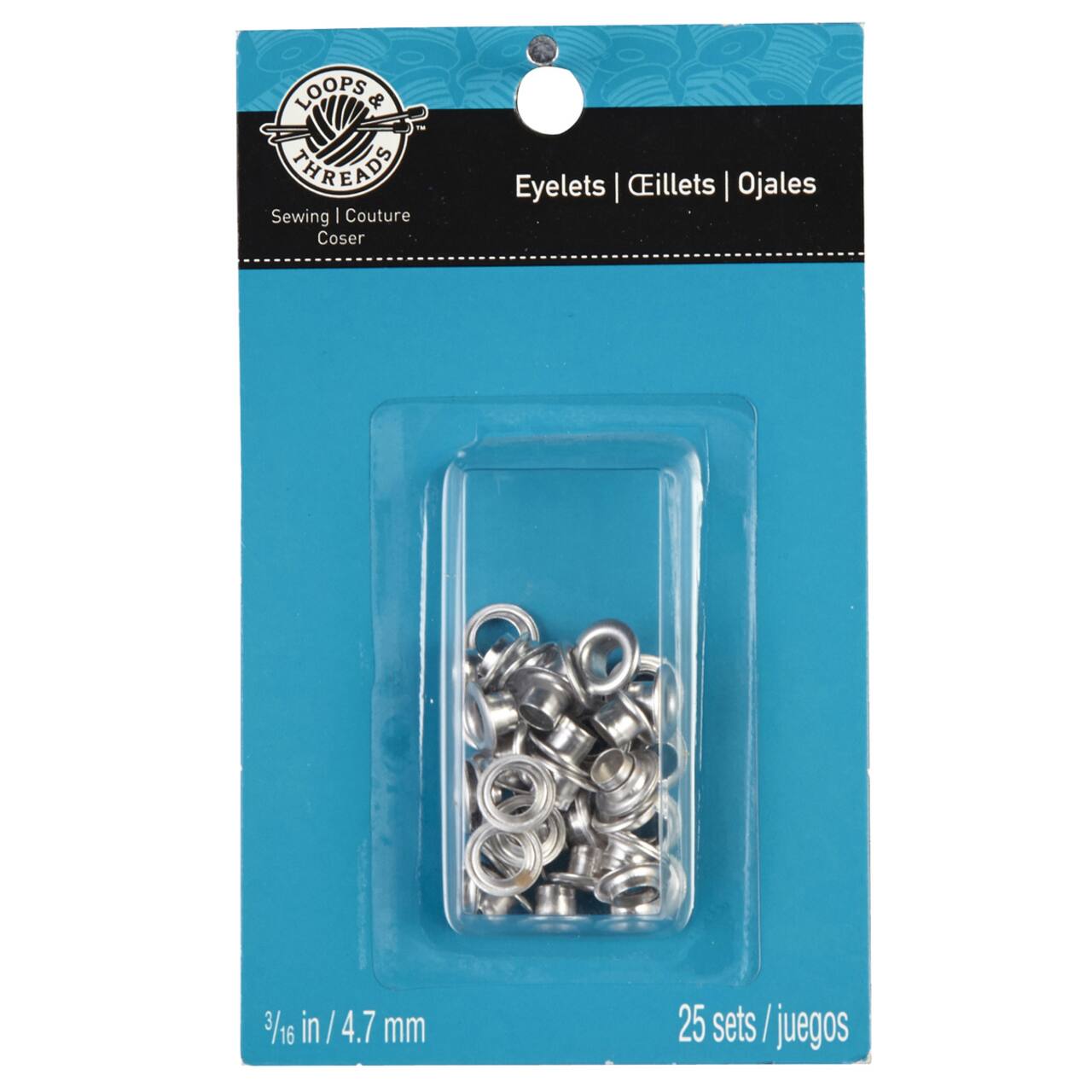 12 Packs: 25 ct. (300 total) 3/16" Silver Eyelets by Loops & Threads™